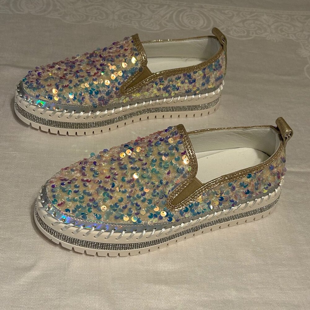Iridescent sequin slip-on platform sneakers - Picture 2 of 5